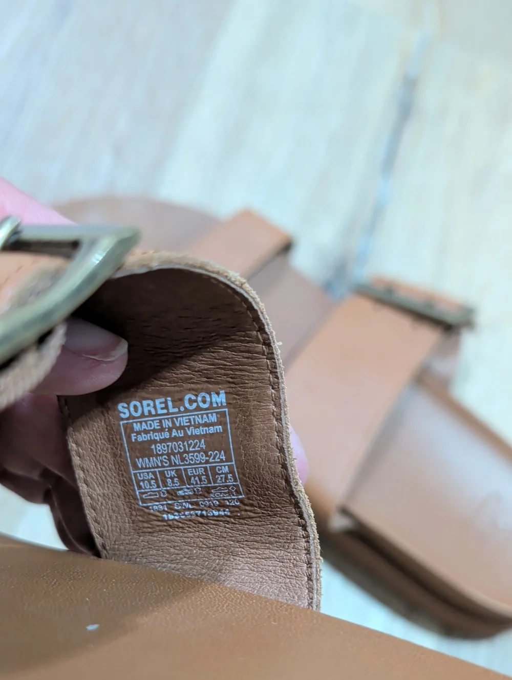 Sorel Cognac Leather Double-Strap Slide Sandals - Picture 4 of 4